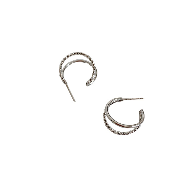Khuyên tai hình chữ C với kim bạc S925 thời trang sành điệu cho nữ C488