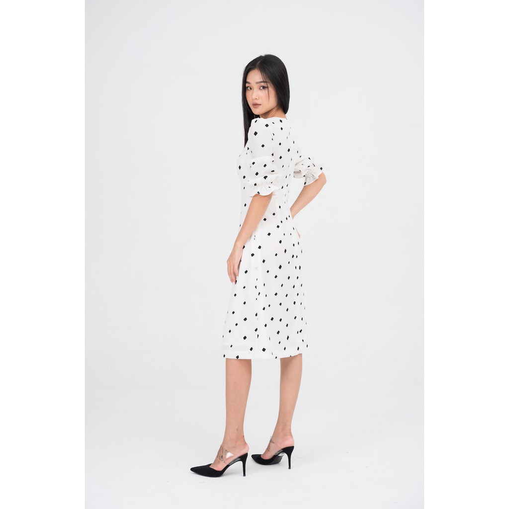 DE LEAH - Đầm ôm A tay lỡ nhún li ngực - Thời trang thiết kế