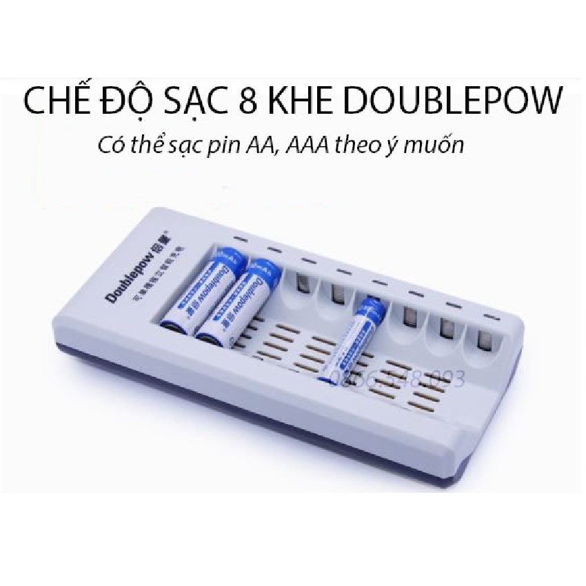 [Có bảo hành] Bộ sạc đa năng Doublepow DP-K18 loại mới + hộp 8 pin tiểu sạc AA 1200mAh