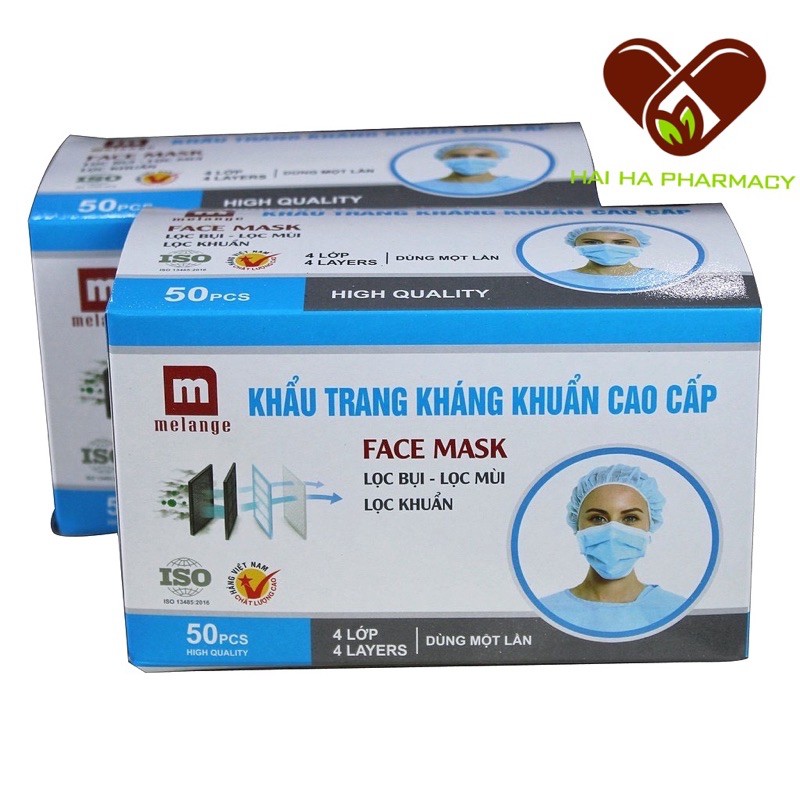 [HÀNG ĐÃ KIỂM ĐỊNH] Khẩu trang y tế Melange 4 lớp Hộp 50 cái khẩu trang - An toàn đạt tiêu chuẩn