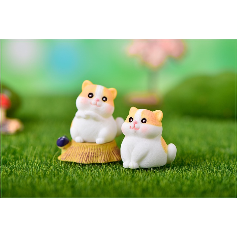 Mô hình bầy mèo nhỏ màu cam dễ thương cho các bạn trang trí tiểu cảnh, terrarium, DIY