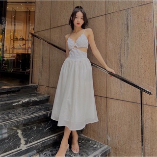 Hanami store_ chloe dress đầm cut eo vải tơ ngọc trai