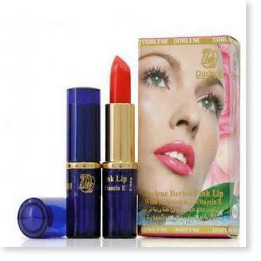 Combo giảm thâm môi gồm Son sâm DORLENE HERBAL PINK LIP Thái Lan và Son gió dưỡng môi JACKELIN Thái Lan MÀU XANH