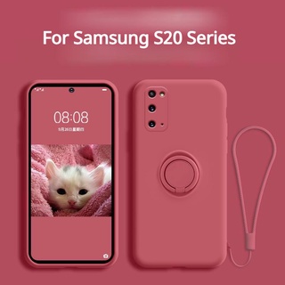 Ốp lưng Samsung Galaxy S20 Ultra S20+ Silicone Case With Ring Holder+Lanyard Samsung S20Plus S20FE Soft Case