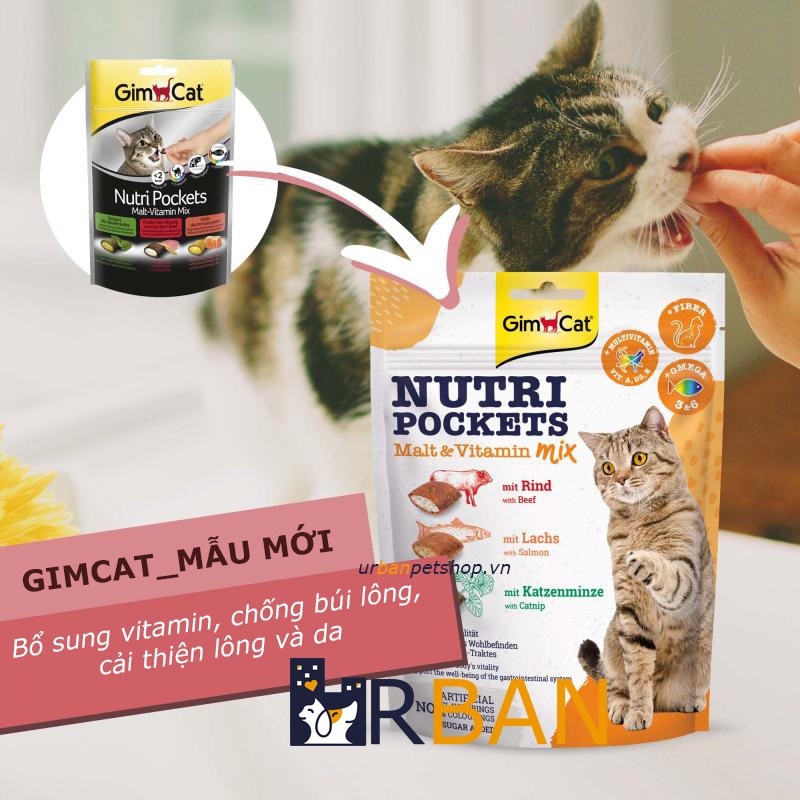𝗨𝗿𝗯𝗮𝗻_𝗚𝗜𝗠𝗖𝗔𝗧 NUTRI POCKETS Snack có nhân cho mèo_Bánh thưởng cho mèo 𝗺𝗼̛́𝗶