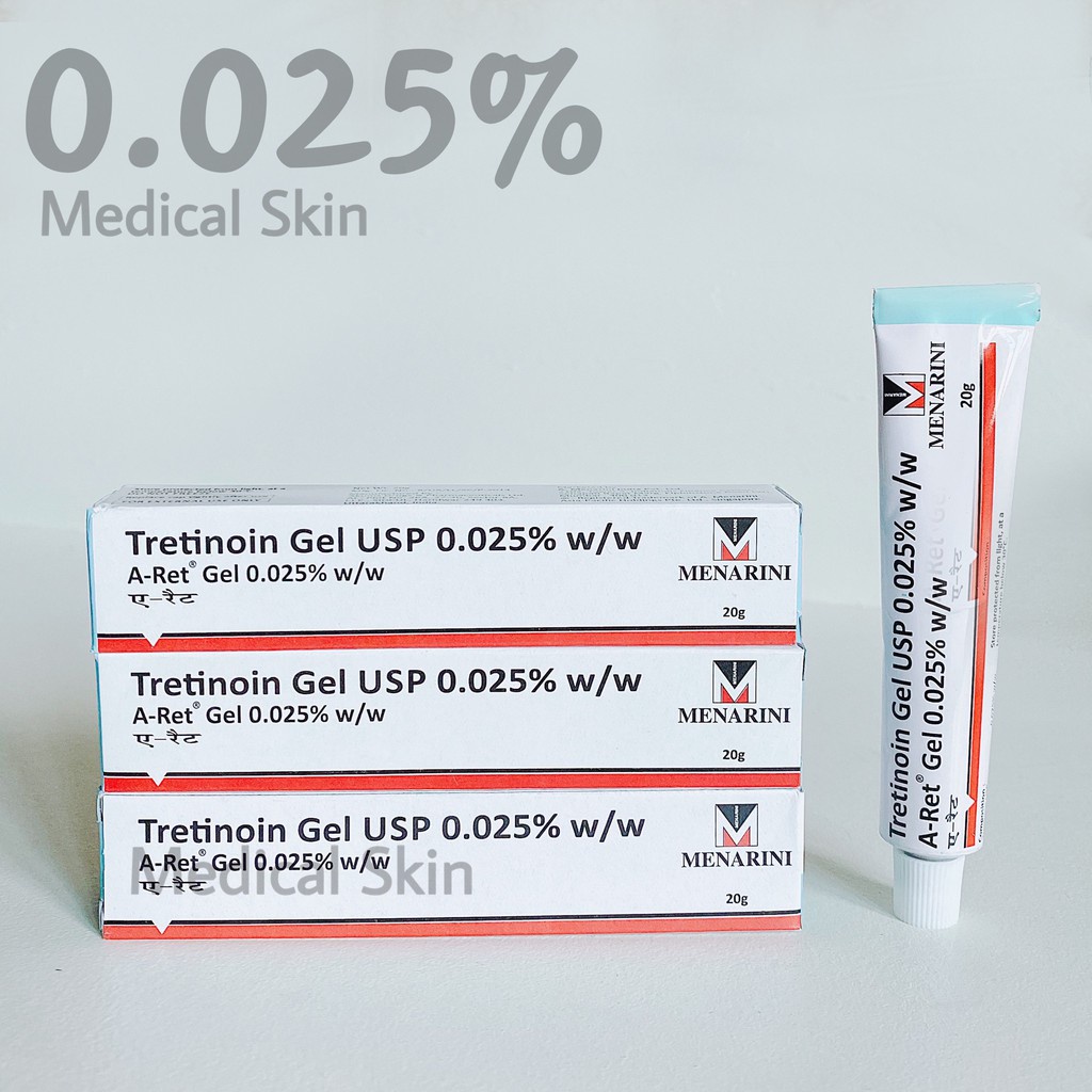 Tretinoin Aret USP Gel Ấn Độ 0.025% 0.1% giảm mụn trẻ hóa da chính hãng