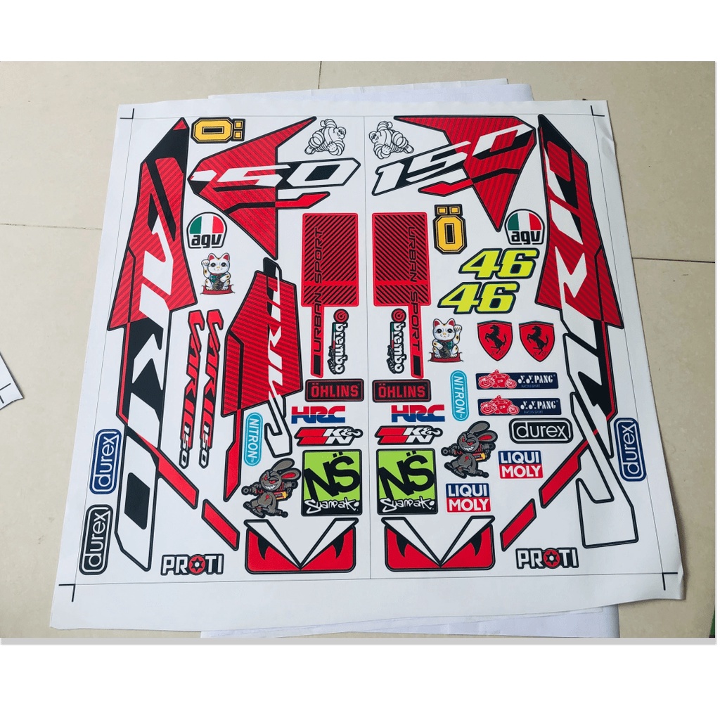 Tem vario 150 indo đỏ đen nhám