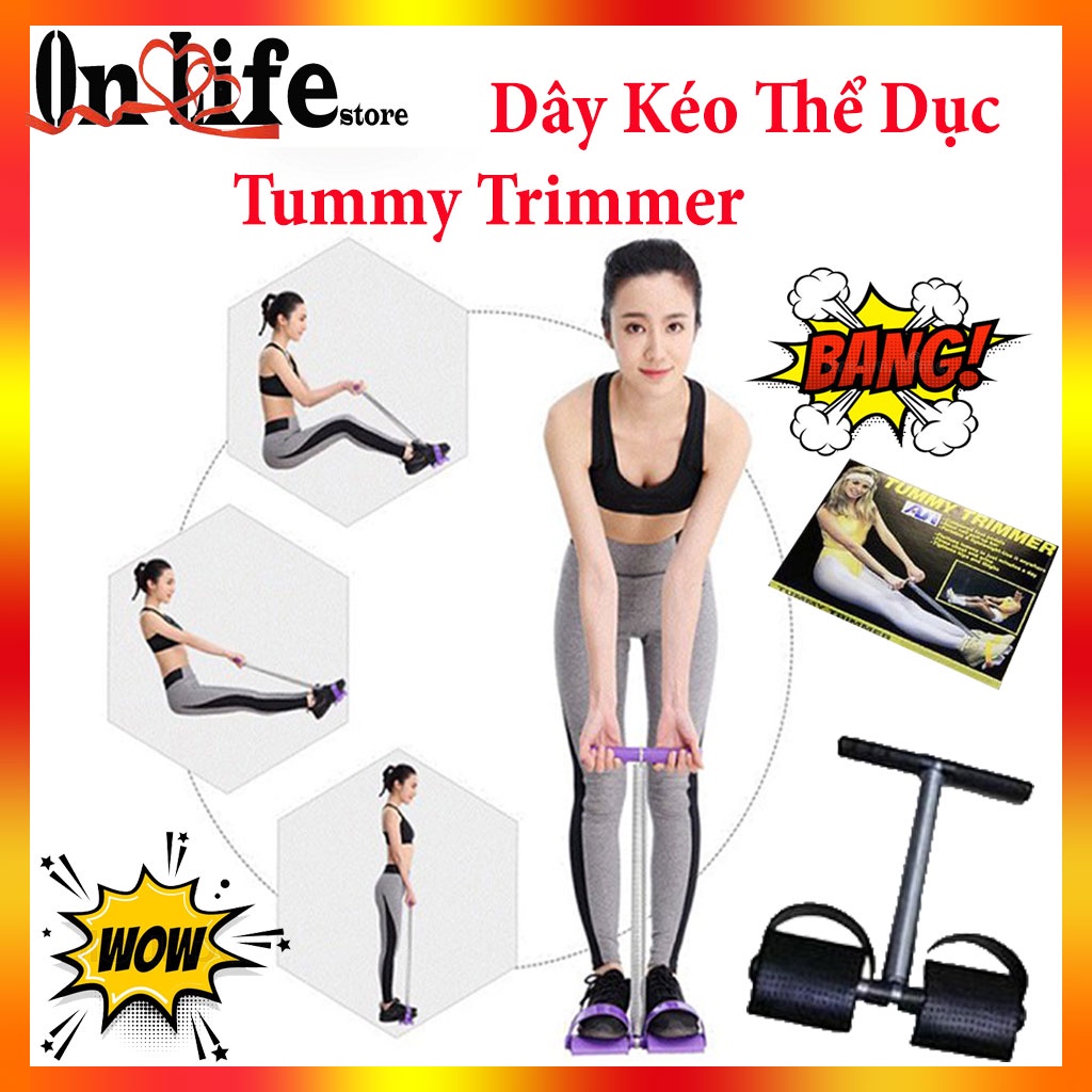 Dây kéo đàn hồi lò xo thép siêu bền Tummy trimmer, Dụng cụ thể dục tập gym cơ bụng tay eo lưng tại nhà tiện dụng