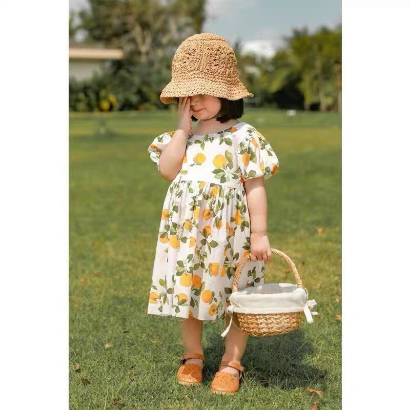 Đầm Cho Bé Gái Hml (10-40KG) Hình Quả, Váy Cho Bé Gái 1,2,3,4,5,6,7,8,9,10 Tuổi Size Đại Mã A31