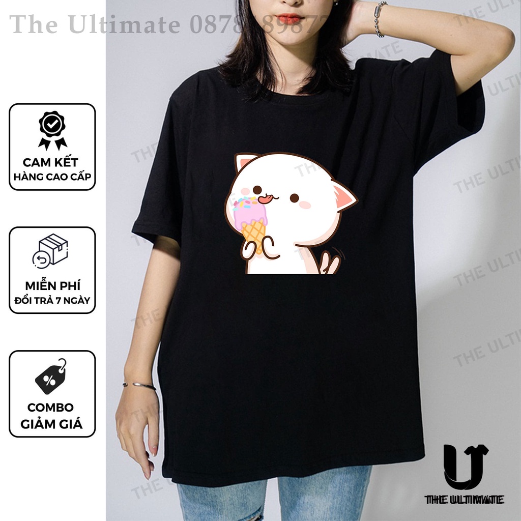 Áo phông form rộng Mèo Ăn Kem nam nữ áo phông in hình tay lỡ cotton 100% The Ultimate