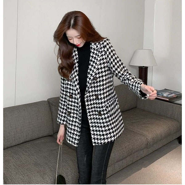 Áo Blazer Dạ Trần Bông Chám 2 Lớp Hàng Quảng Châu M619