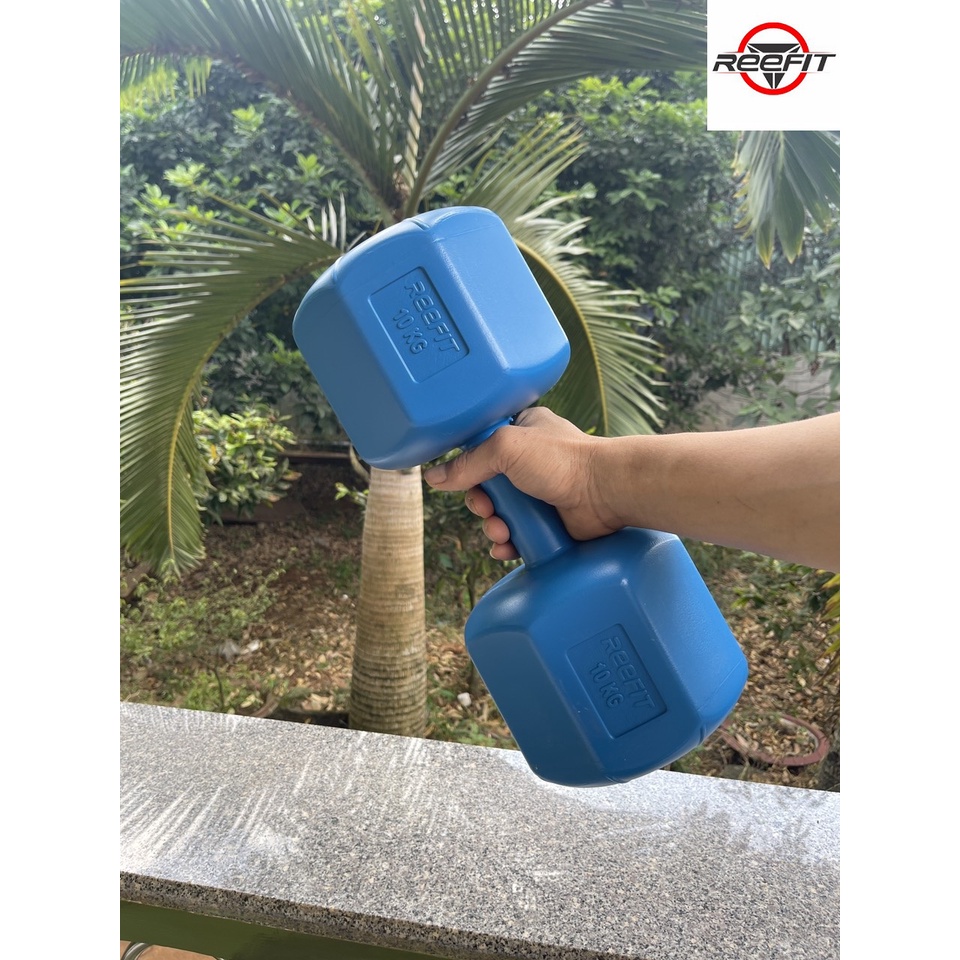 Bộ 2 cái vỏ tạ tay nhựa bát giác Reefit 10kg không ruột (gồm 2 vỏ 10kg)