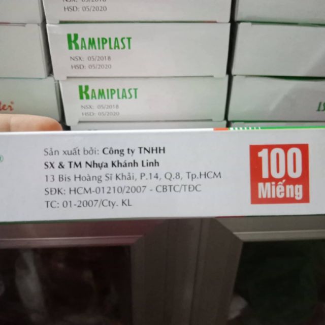 Hộp 100 miếng băng cá nhân Kamiplast