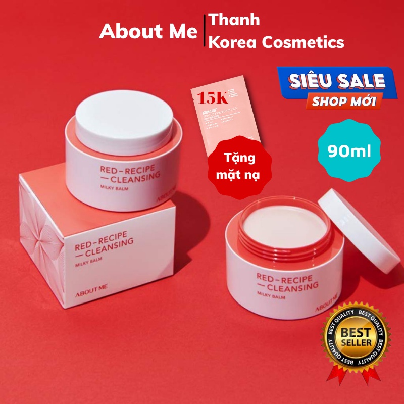 Sáp Tẩy Trang Dạng Sữa About Me Hàn Quốc Red Recipe Cleansing Milky Balm, Dưỡng Ẩm Dịu Nhẹ Cho Da Nhạy Cảm thể tích 90ml