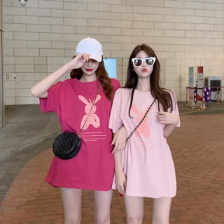 Áo thun oversize form rộng in thỏ Ulzzang bạn thân