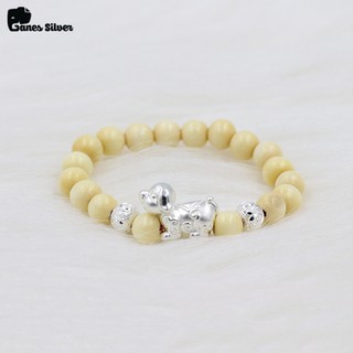 Vòng Dâu Tằm Charm Chó Bi Bạc Chất Liệu Bạc Ta Cao Cấp - Thương Hiệu Ganes Silver