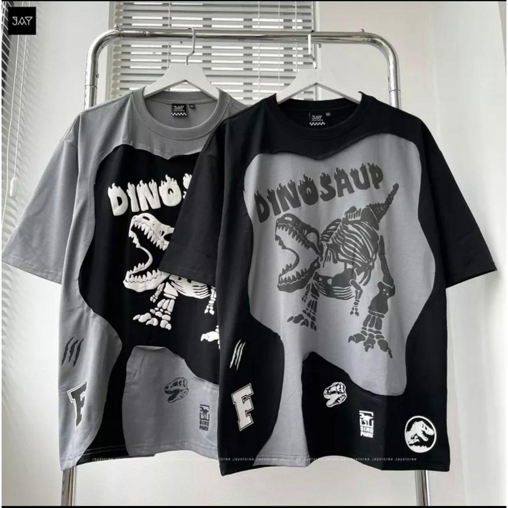 Áo PhônG - Áo Thun Tay Lỡ In Hình Khủng Long Siêu Chất Form Rộng Unisex Nam Nữ Mặc Được
