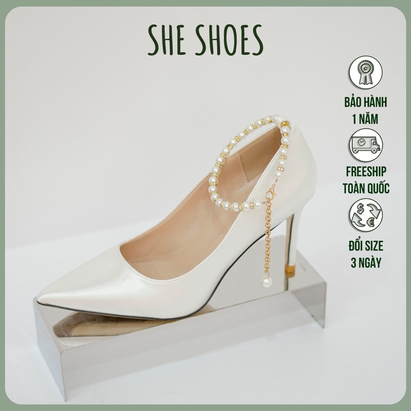 Giày cưới ♥️Freeship♥️ Giày cao gót trắng cô dâu cao cấp, độc quyền bởi SHE SHOES
