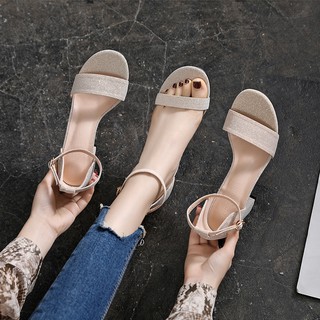 Sd9 _ sandal ánh nhũ gót vuông cao cấp big size _ hàng có sẵn