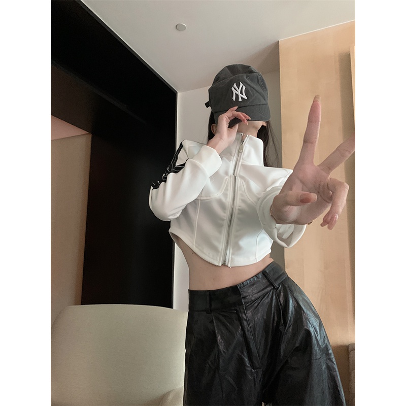 Áo Lửng Tay Dài Cổ Đứng Phong Cách Hàn Quốc Thời Trang Cho Nữ