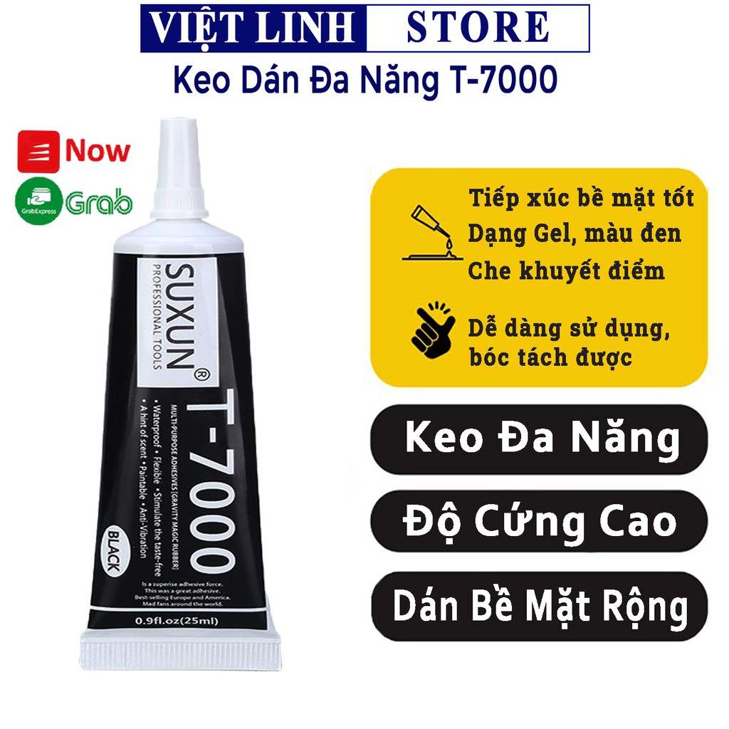 Keo dán đa năng T7000, dán viền màn hình, dán lưng điện thoại, linh kiện các loại đồ thủ công, keo màu đen