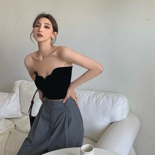 Cocory vn vintage Street Style Sexy Babes Tube Top Fashion Slim Off Shoulder Croptop | BigBuy360 - bigbuy360.vn