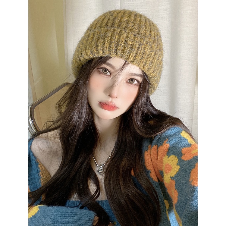 Mũ Len Dệt Kim Dày Dặn Giữ Ấm Tai Thời Trang Thu Đông Dành Cho Nữ