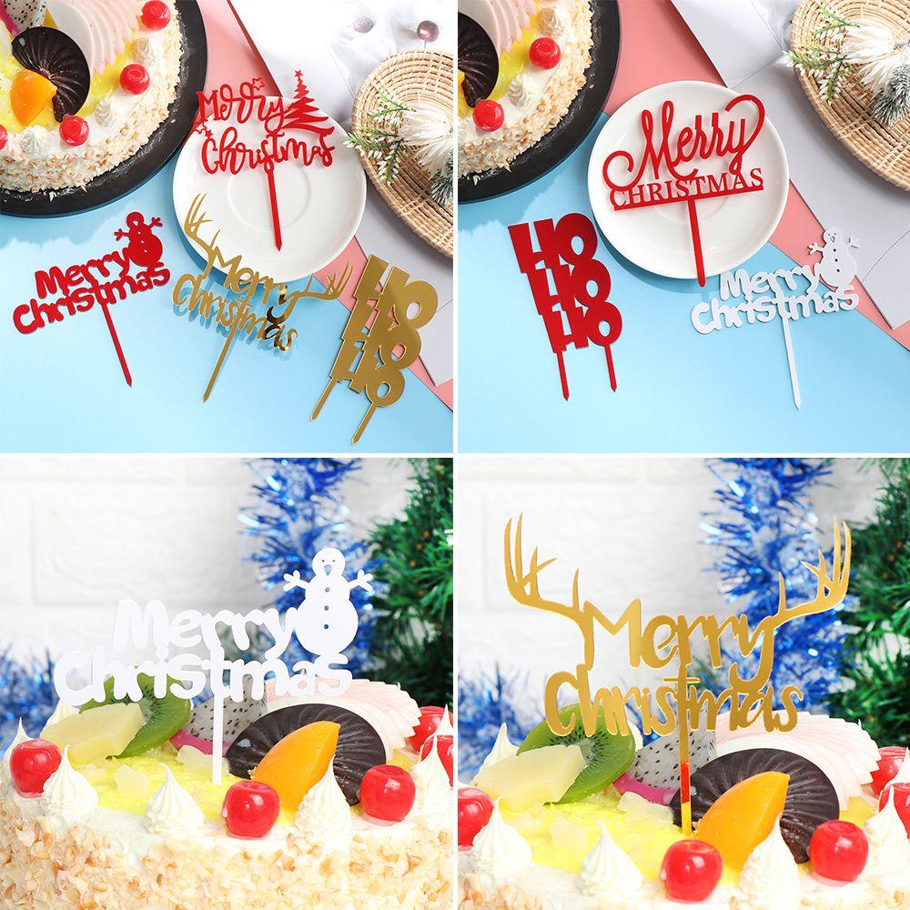 YNATURAL Que Cắm Trang Trí Bánh Chữ Merry Christmas