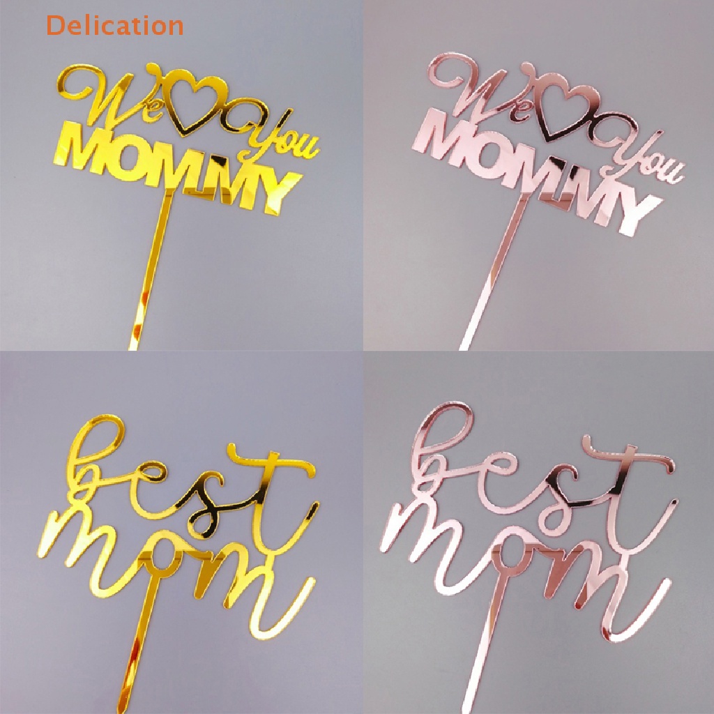 Topper Trang Trí Bánh Kem Chữ Happy Birthday Mommy Daddy Bằng Acrylic Dành Cho Cha Mẹ