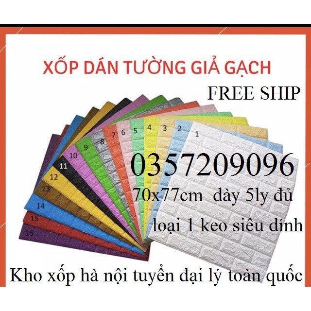 Free Ship - Xốp Dán Tường 3D Dày 5ly kích thước 70x77cm