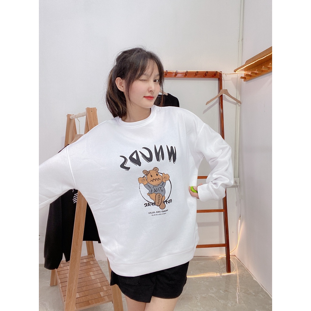 Áo Nỉ Bông Thời Trang UNISEX Họa Tiết Gấu Siêu Ngầu 🐻 / SWEATER FREESIZE 💜 MiQa 💜 #24 | BigBuy360 - bigbuy360.vn