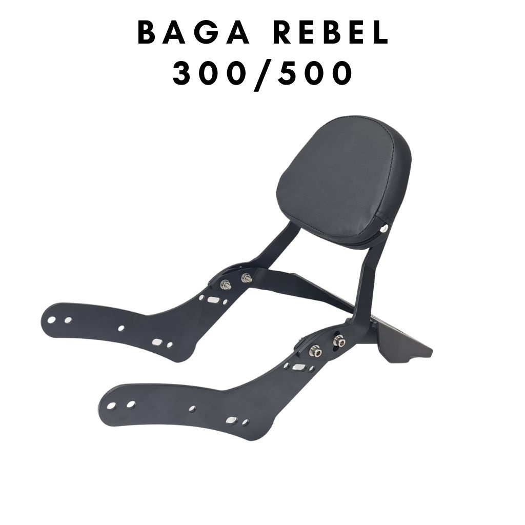 Baga rebel500 baga rebel300 baga rebel250 có tựa lưng điều chỉnh độ nghiêng. Có vị trí gắn ốp chắn bùn, thùng sau