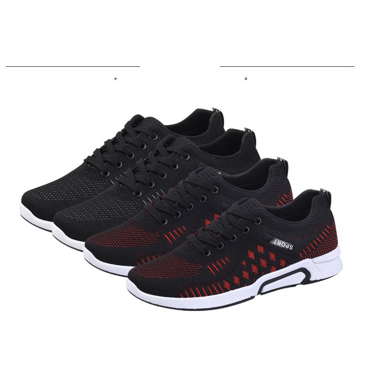 Giày Thể  Thao Giày Sneaker đế cao su non vải thoáng khí đi nhẹ êm mềm hd19 đỏ đen