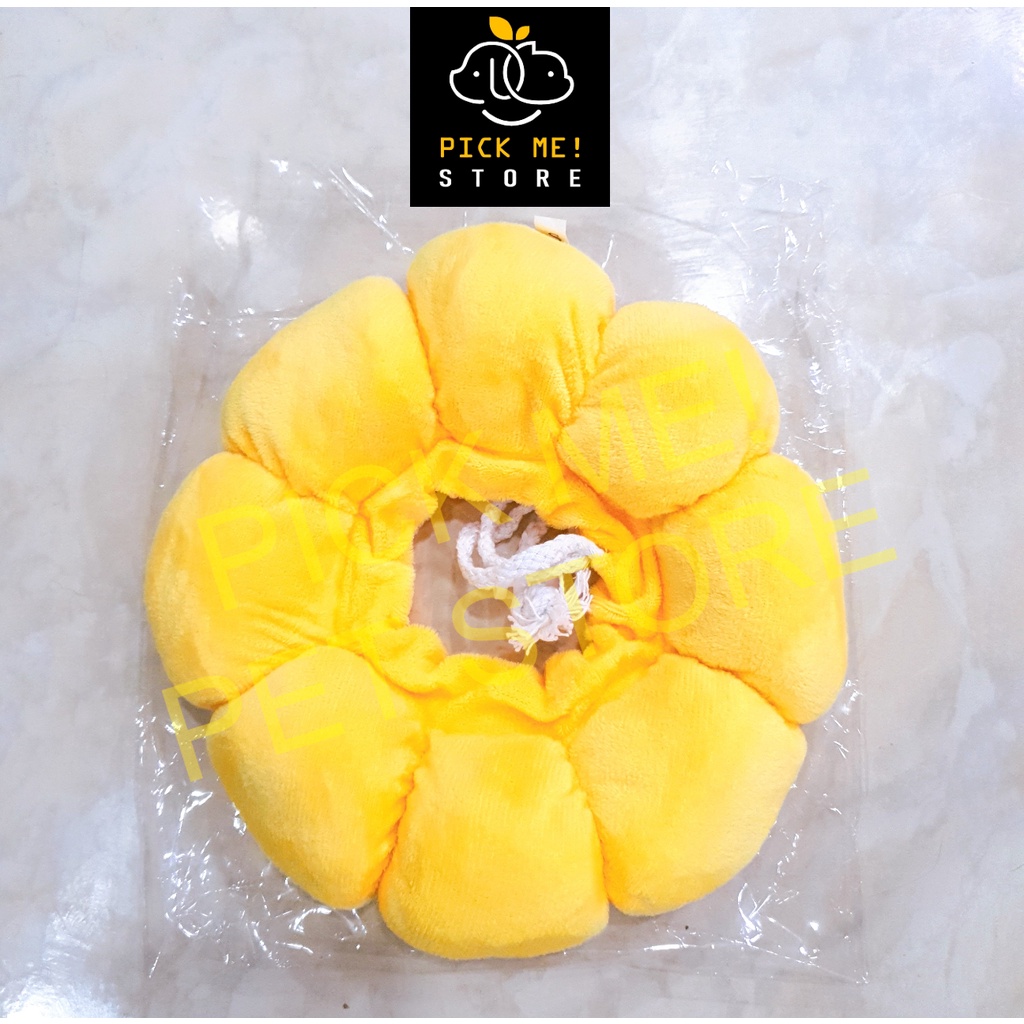 Vòng Cổ Chống Liếm Hình Hoa Hướng Dương Có Dây Rút Cho Chó Mèo - Bằng Bông Mềm Mại, Nhẹ Nhàng