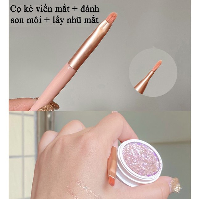 Set 8 cọ đánh phấn trang điểm kèm túi khóa kéo phong cách vintage