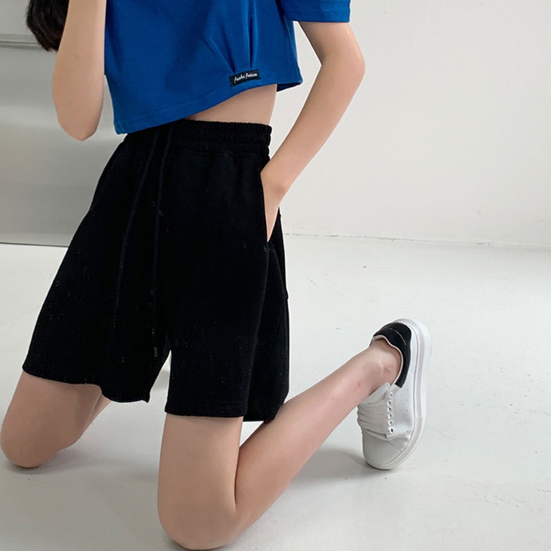 Quần short SUXI thể thao lưng cao ống rộng phong cách Hàn Quốc thời trang mùa hè cho nữ