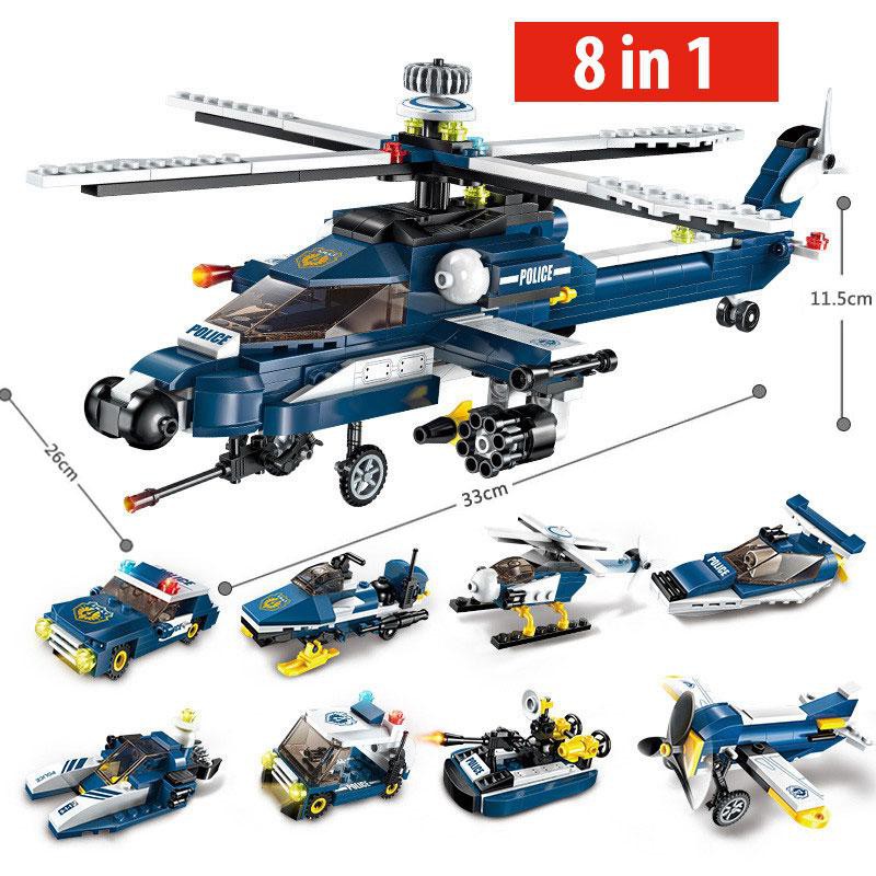 Đồ chơi lắp ghép Máy bay trực thăng 8 trong 1 với 200 chi tiết chi tiết Bằng nhựa ABS an toàn
