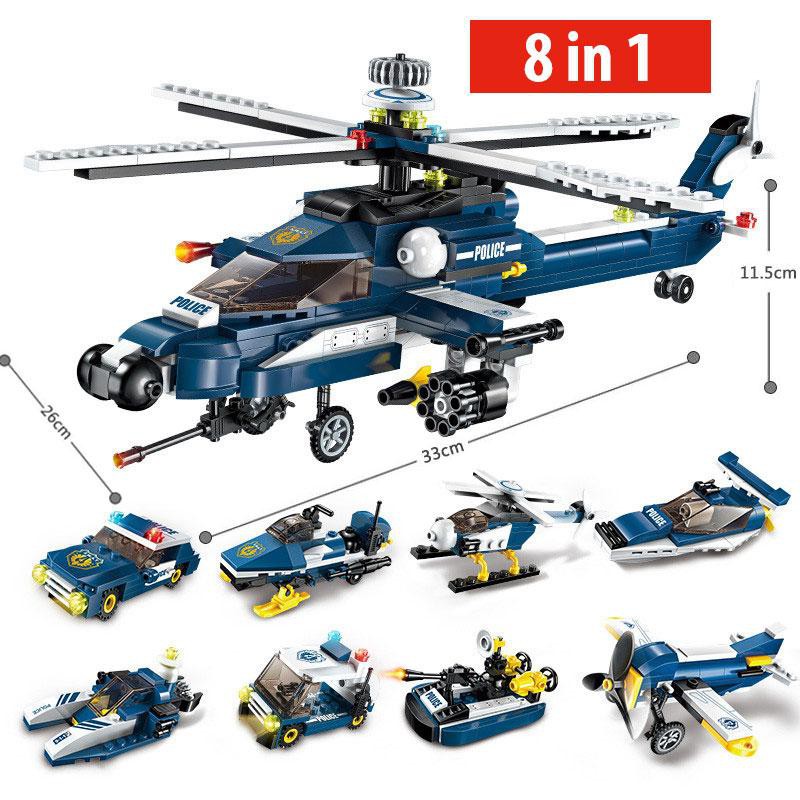 Đồ chơi lắp ghép Máy bay trực thăng 8 trong 1 với 200 chi tiết chi tiết Bằng nhựa ABS an toàn  Lego Style