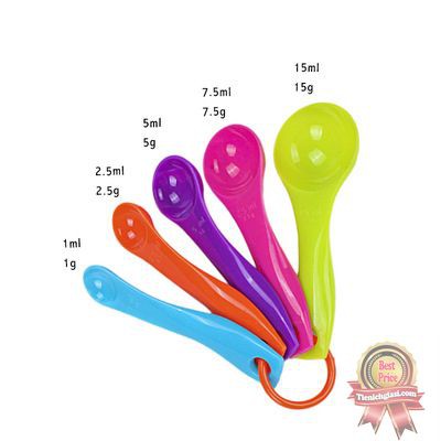 Bộ 5 thìa đong nhà bếp chính xác cao cấp tiện lợi | Set 5 thìa muỗng nhỏ đong chia thuốc theo ml và gam gram