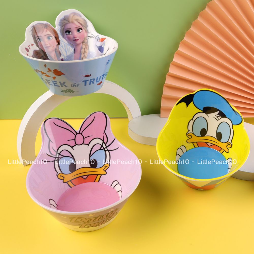 Chén tô ăn dặm Disney cho bé nhựa melamine cao cấp Frozen Elsa Anna Vịt Donald và Daisy nổi 3D mới