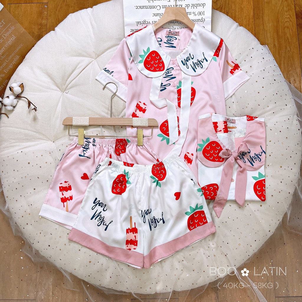 Phần 6_Đồ Mặc Nhà Pijama Lụa Latin Quần ĐÙI Freesize - Form Tiểu Thư