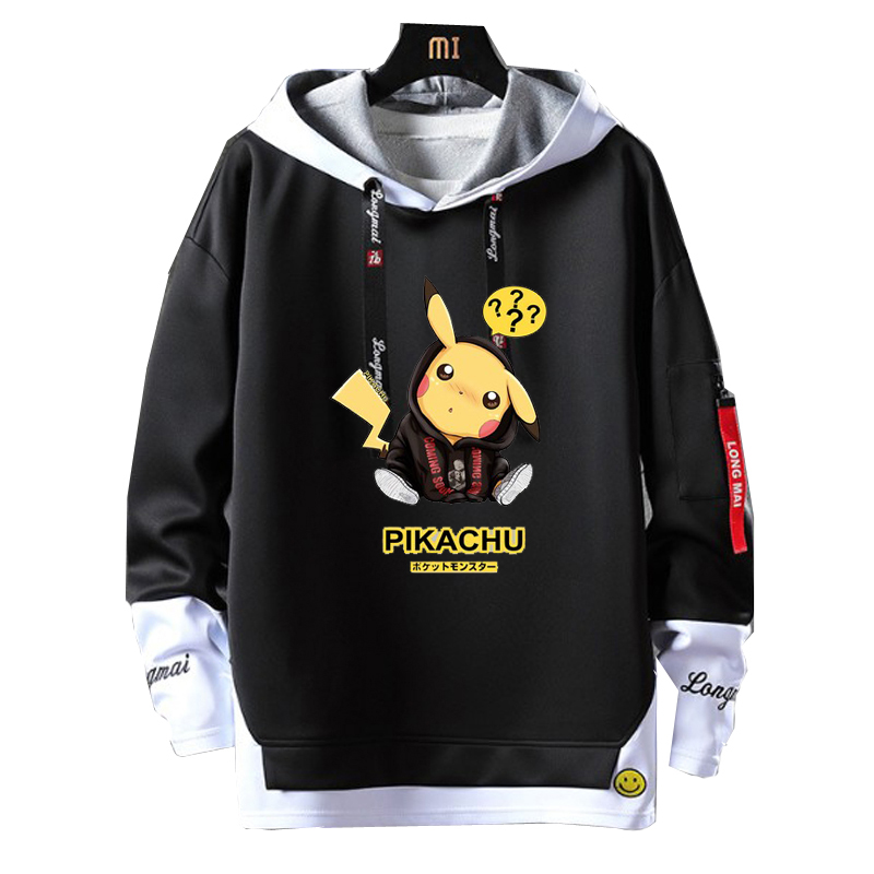 Áo Hoodie liền mũ trinh thám lớn Pikachu áo khoác đôi thu đông dài tay dành cho học sinh hai chiều Anime