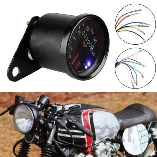 ĐỒNG HỒ CLASSIC ĐO KM CÓ 2 ĐÈN BÁO CHỨC NĂNG | HÀNG CAO CẤP CHUYÊN ĐỘ XE CAFERACER , TRACKER, BOBBER