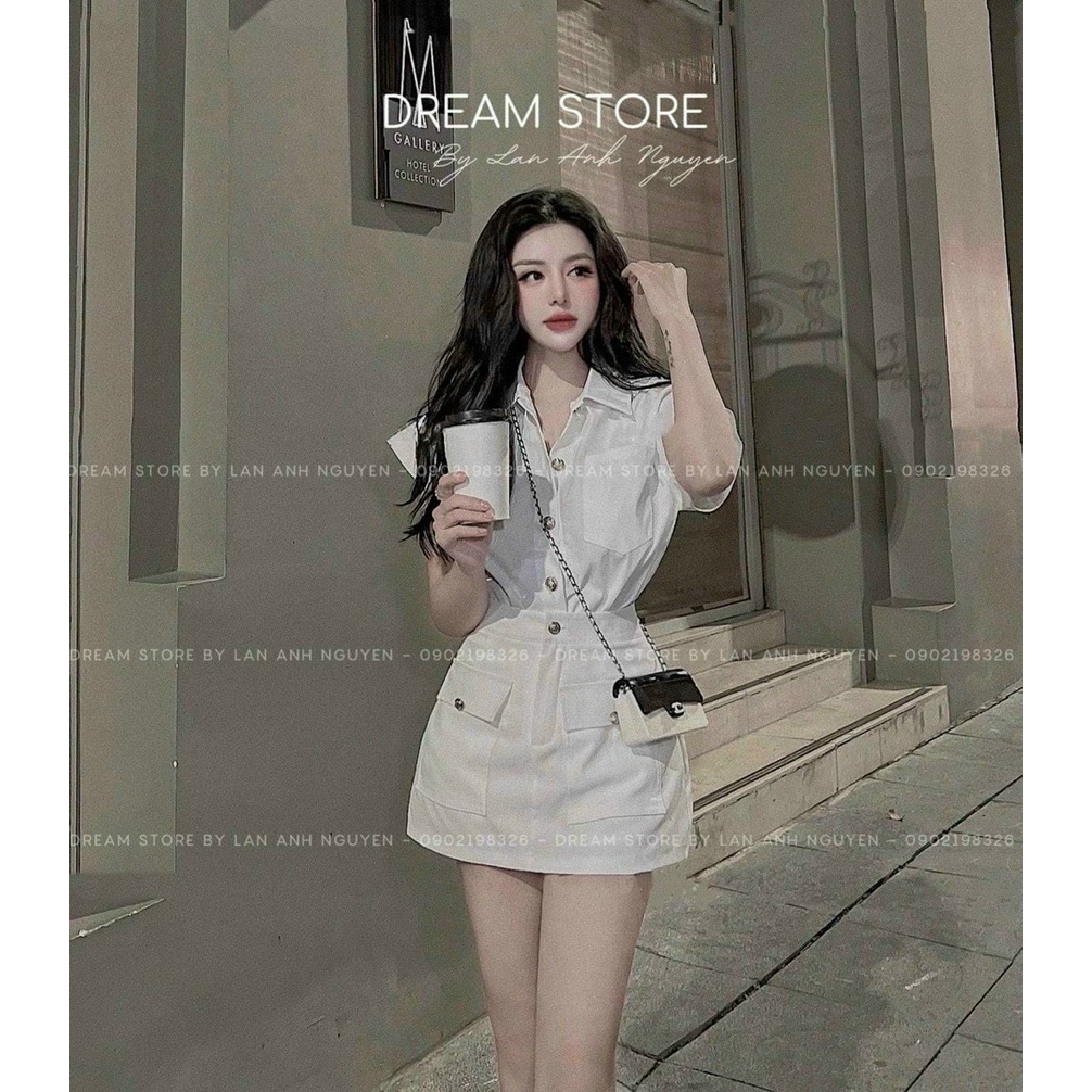 Set Bộ Đi Chơi Áo Sơ Mi Kèm Chân Váy Mini Phong Cách Hiện Đại Chất Liệu Tuyết Mưa Thời Trang Nữ Xm Minh Phúc