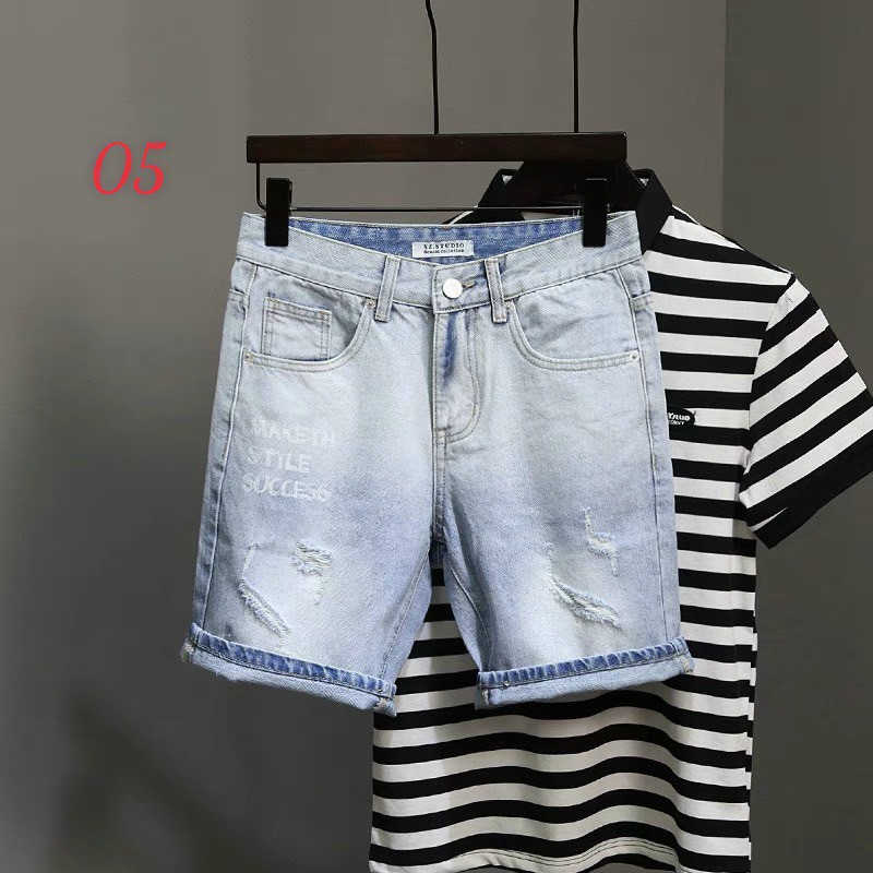 Quần short jean nam xanh rách họa tiết cao cấp - chất liệu bò co giãn tốt ( Hàng chuẩn shop) Lady-Hn Store88 KV307