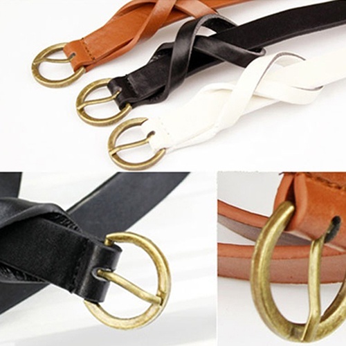 Thắt Lưng Giả Da Khóa Kim Loại Phong Cách Vintage Cho Nữ