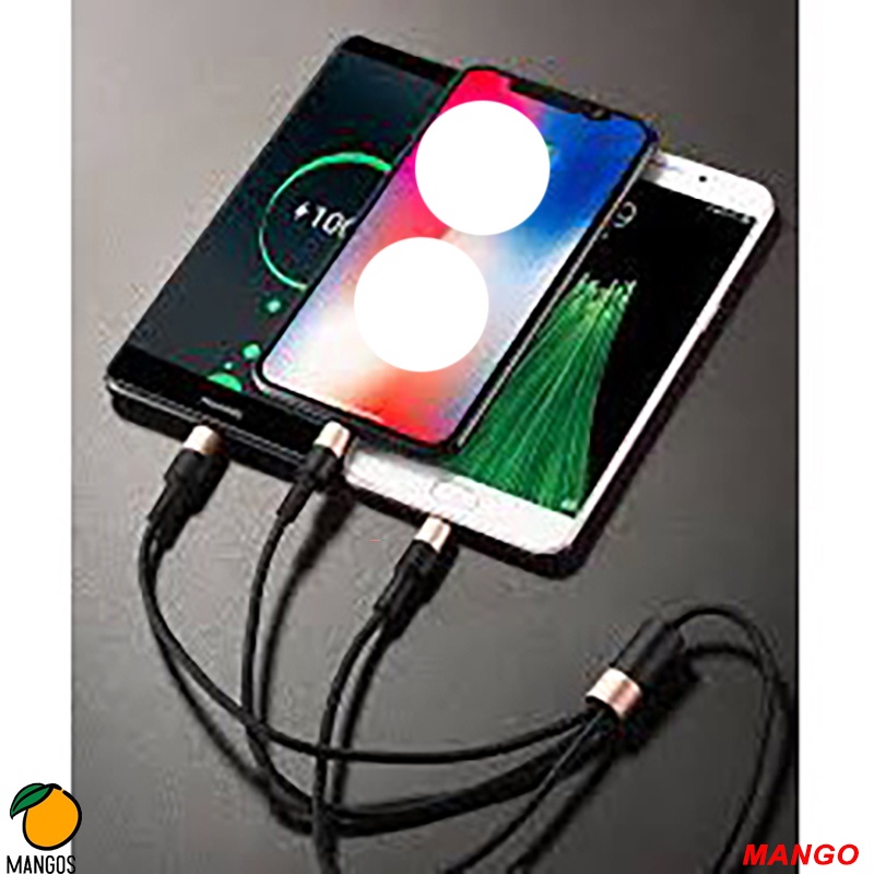 Cáp Sạc Nhanh chống gập Hoco X26 3 đầu -Micro-Type C cho i.phone/Samsung/Oppo/
