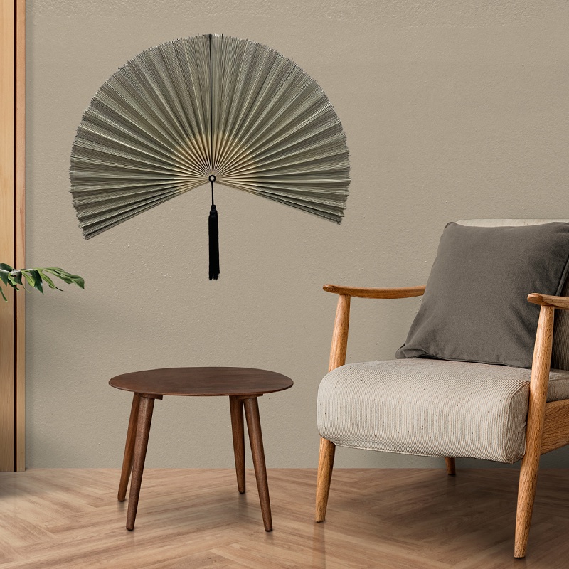 Quạt decor treo tường trang trí chất liệu mành tre, hàng thủ công mỹ nghệ cao cấp size 120cm