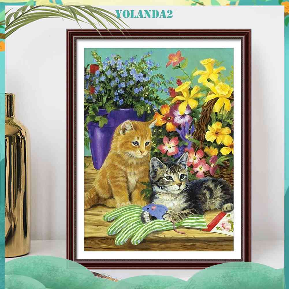 Toàn Bộ Tranh Thêu Chữ Thập DIY 11CT Hình Con Mèo