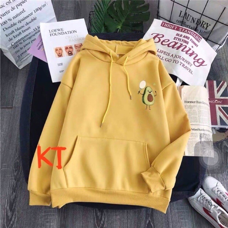 áo hoodie nỉ bông logo quả bơ